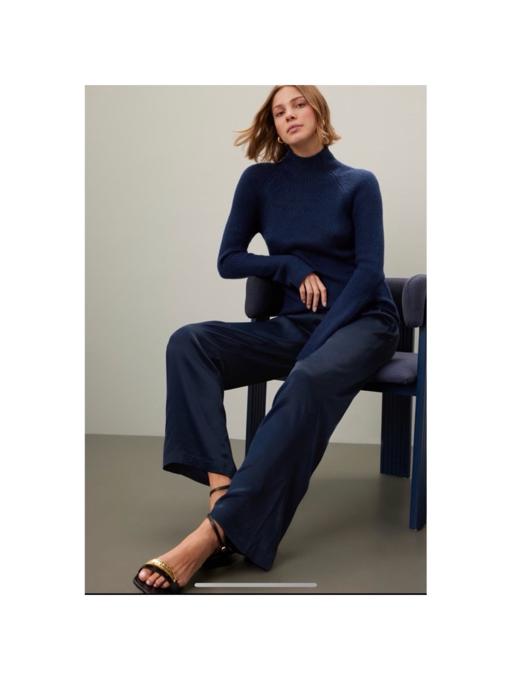 NWT DONNI The Silky Simple Pants Navy Blue Size Small - Picture 11 of 15
